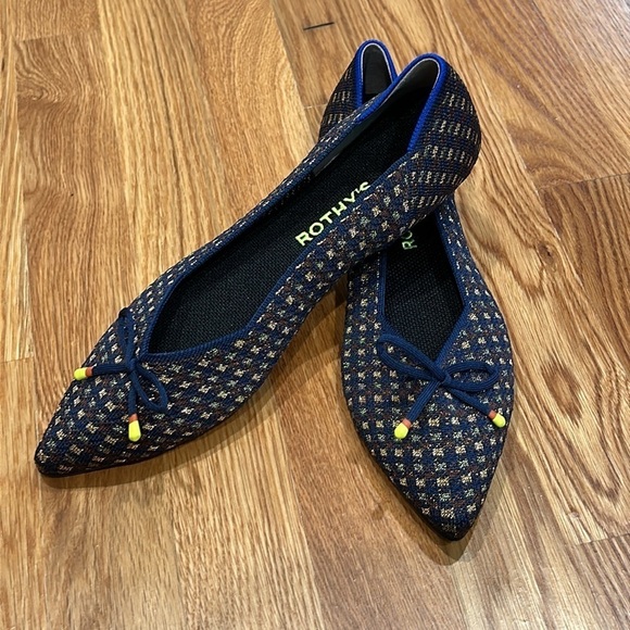 Rothy's Shoes - Rothy's The Bow Point Evening Metallic Knit Fabric Ballet Flats Women’s 8.5